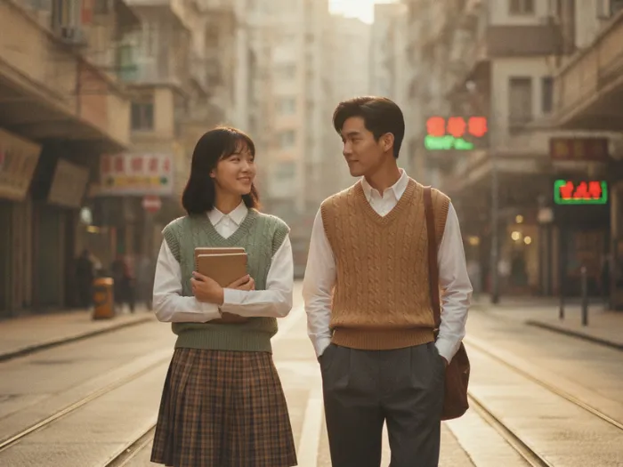 Áo gile len + áo sơ mi trắng phong cách Hong Kong học đường_2