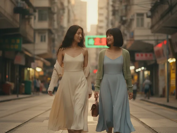 Váy hai dây + áo khoác nhẹ retro Style Hong Kong nữ thời trang thập niên 90_12