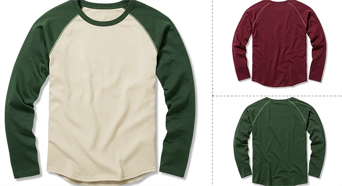 Áo raglan tay dài dùng Bamboo Melange để tạo hiệu ứng texture tự nhiên