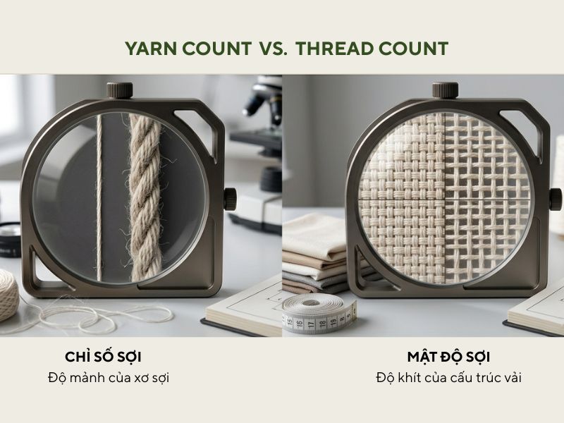 yarn count vs. Thread Count Phân biệt cốt lõi_ Chỉ số sợi vải và Mật độ sợi
